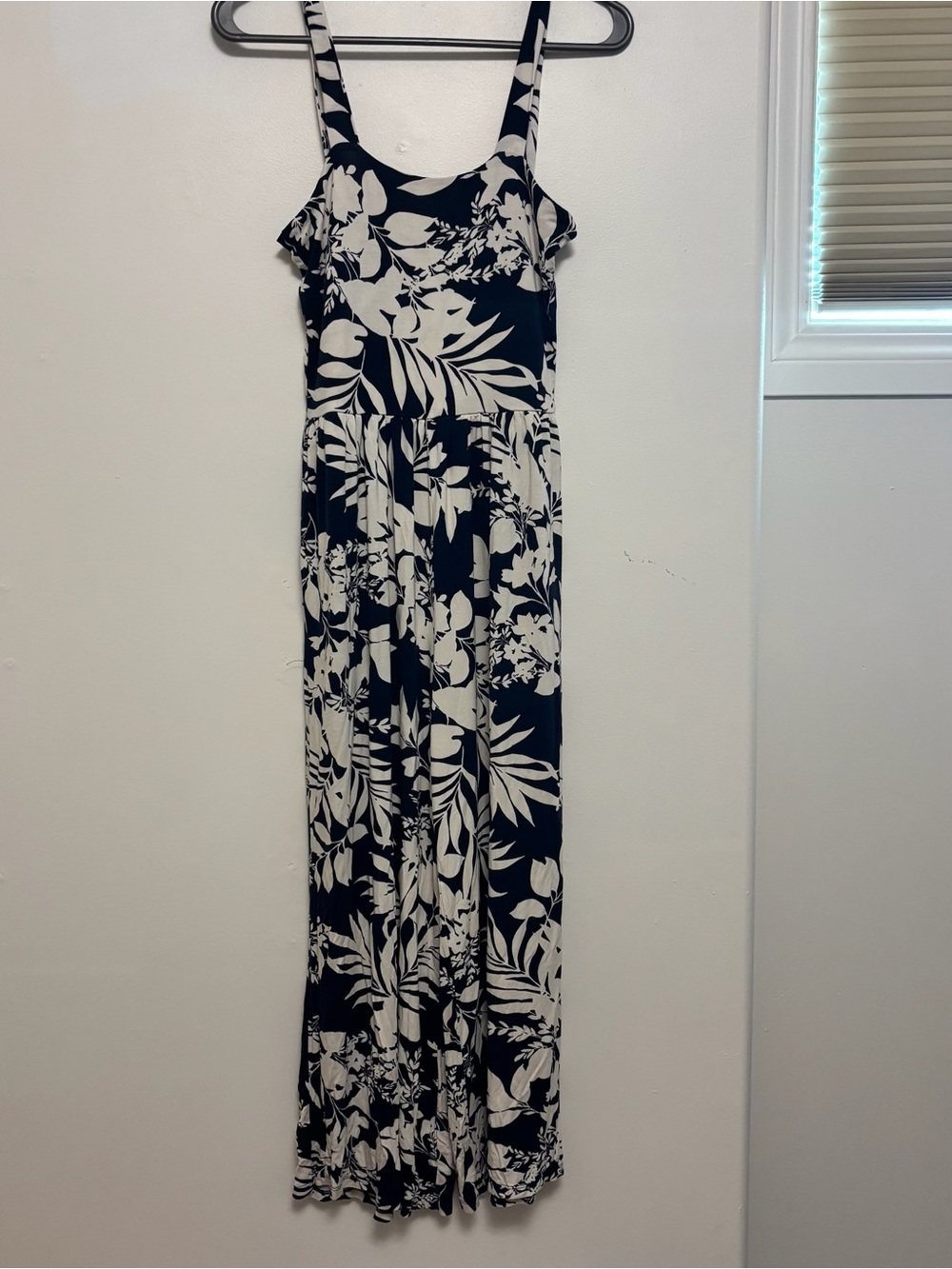 Women's navy blue & White Floral Jumpsuit Romper - Sleeveless